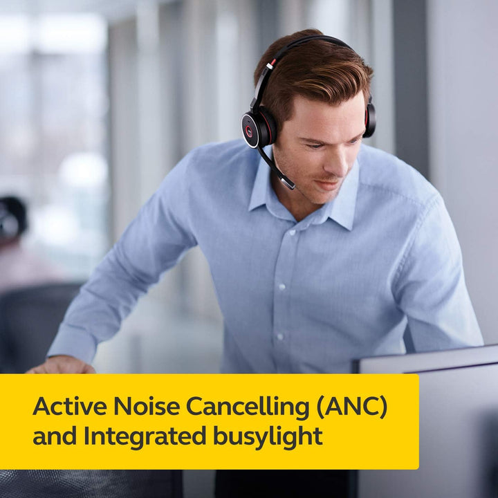 Jabra Evolve 75 MS Wireless Stereo On-Ear Headset - Microsoft zertifizierte Kopfhörer mit langlebige