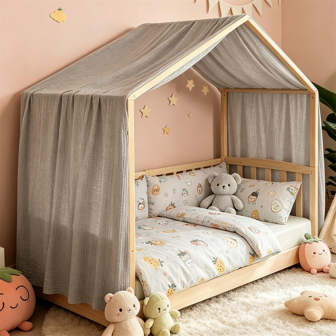 Baldachin aus 100% Baumwolle für Kinderzimmer Betthimmel für Hausbett & Kinderbett Himmelbett Vorhän