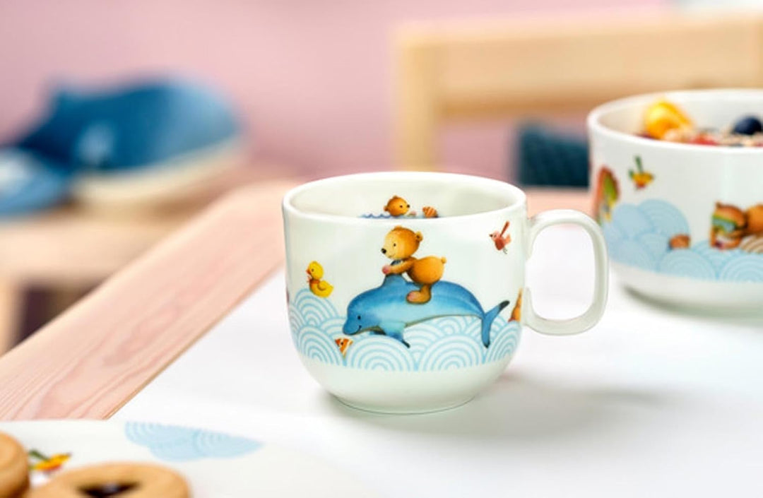 Villeroy &amp; Boch Happy as a Bear Kindergeschirr-Set 2-teilig – Tiefer Kinderteller (19,5 cm) und Kind