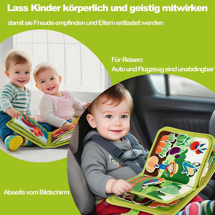 KOGMOW Busy Board Montessori Spielzeug ab 1 Jahr, Quiet Book mit Bauernhof Thema, Montessori Spielze