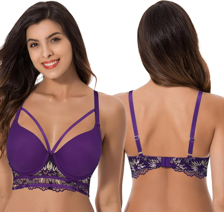 Curve Muse Damen Leicht gepolstert in Übergrösse Vollständige Abdeckung Bügel Spitzen-BH-2PK 70E Lil