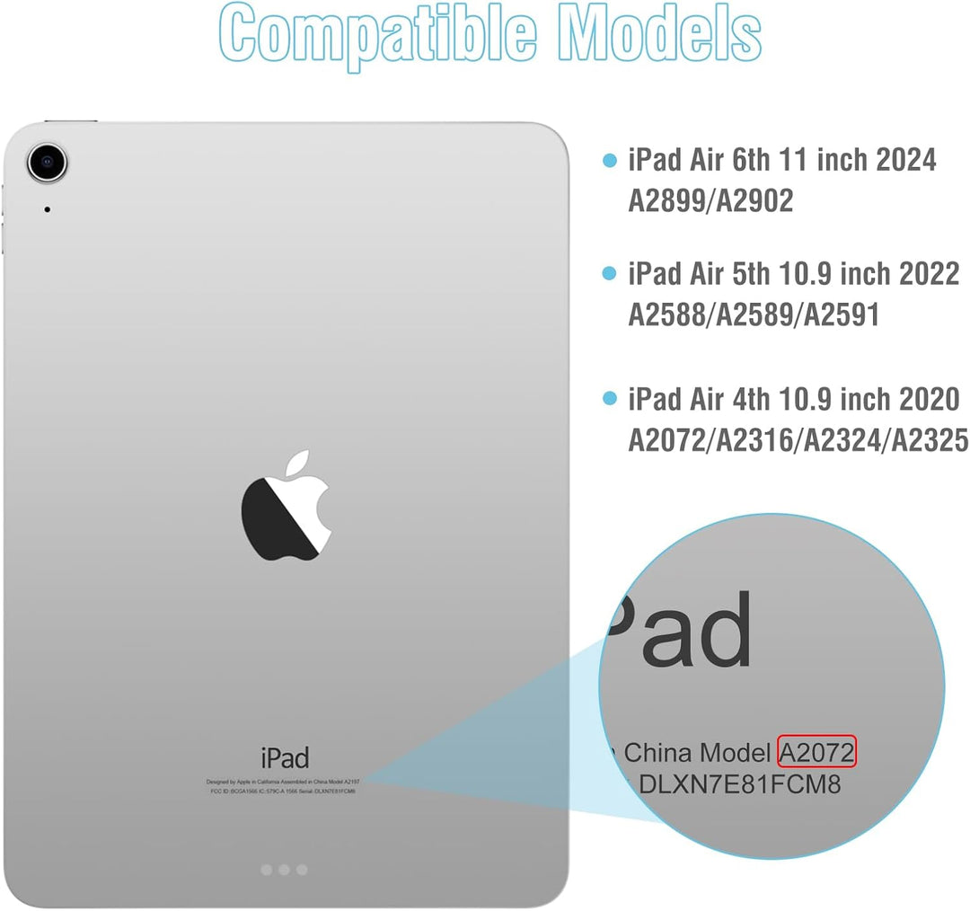 Bettdow Tastatur Hülle für iPad Air 6.Gen M2 2024 11"/ iPad Air 5.Gen 2022/Air 4.Gen 2020, Deutsch Q