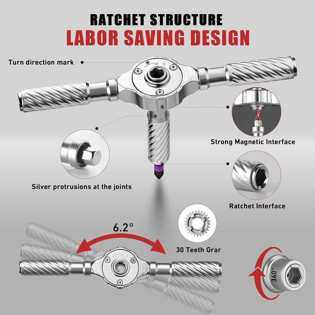 Ratschen Schraubendreher Set, 66 in 1 Magnetisch Schraubendreher Set, S2-Stahlbits, DIY-Kombinations