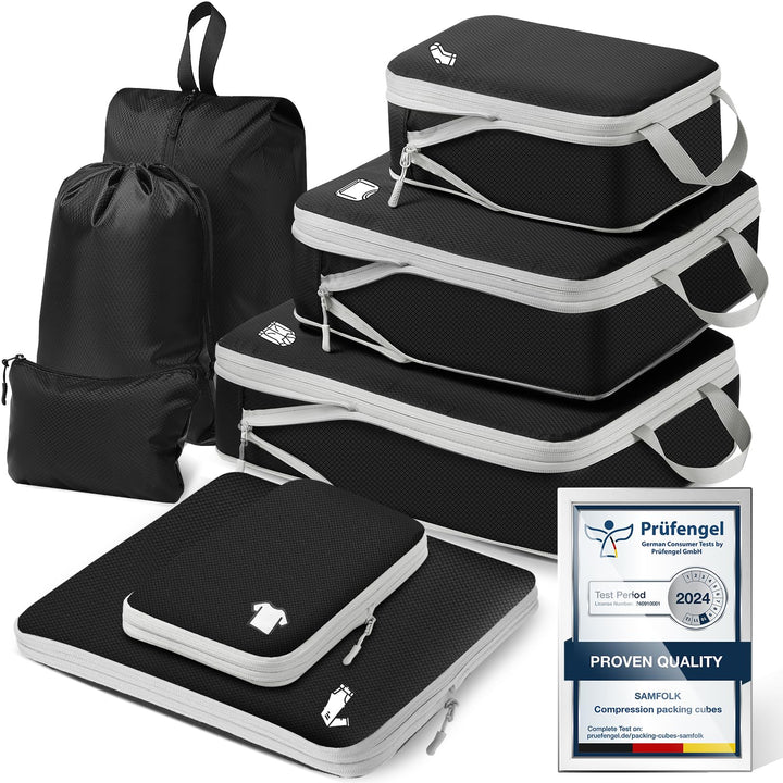 Koffer Organizer Packing Cubes Compression 8 Stück, Wasserdicht PackwüRfel Koffer Organizer Set,Trav