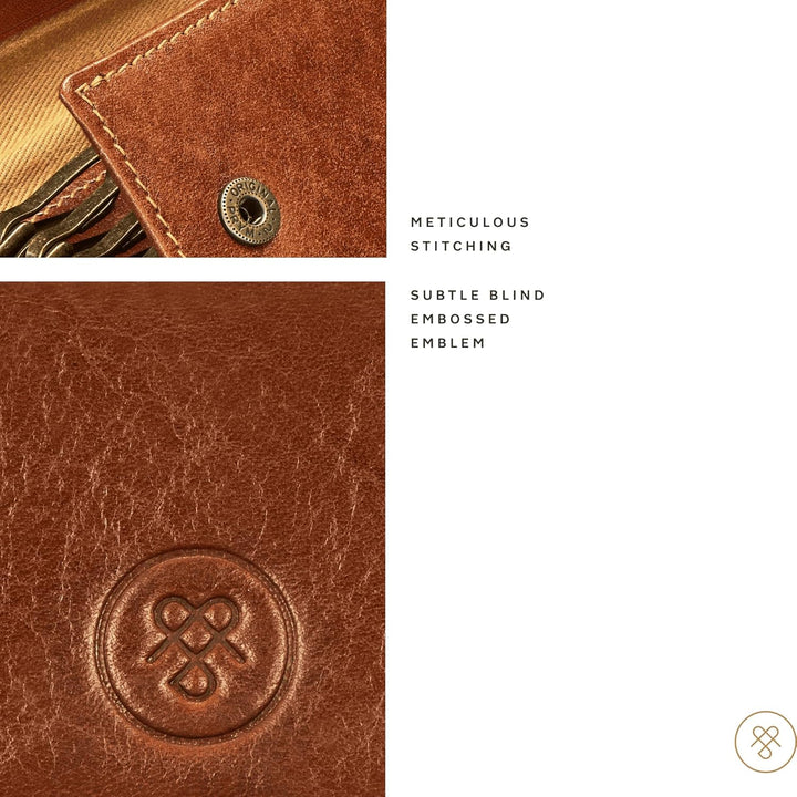 Maxwell Scott Personalisiert Hochwertiges Leder Schlüsseletui LAPO in Dunkelbraun Dark Chocolate Bro