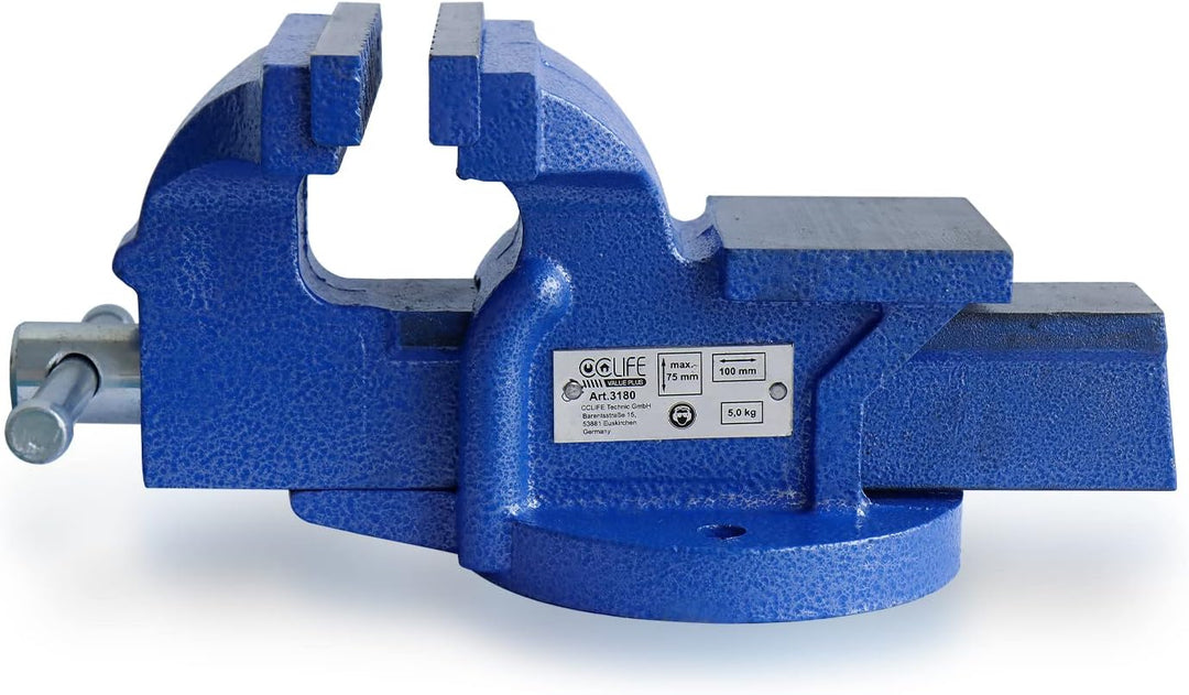CCLIFE Feststehend Schraubstock 100/125/150 mm für Werkbank Werkbankschraubstock Parallelschraubstoc