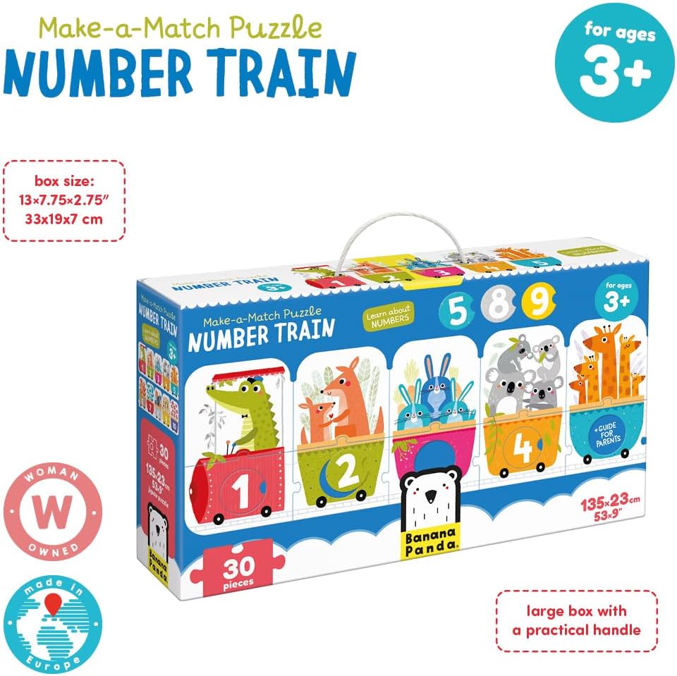 Banana Panda - Make-a-Match Puzzle Number Train - enthält 30 grosse Teile zum Lernen von Zahlen und