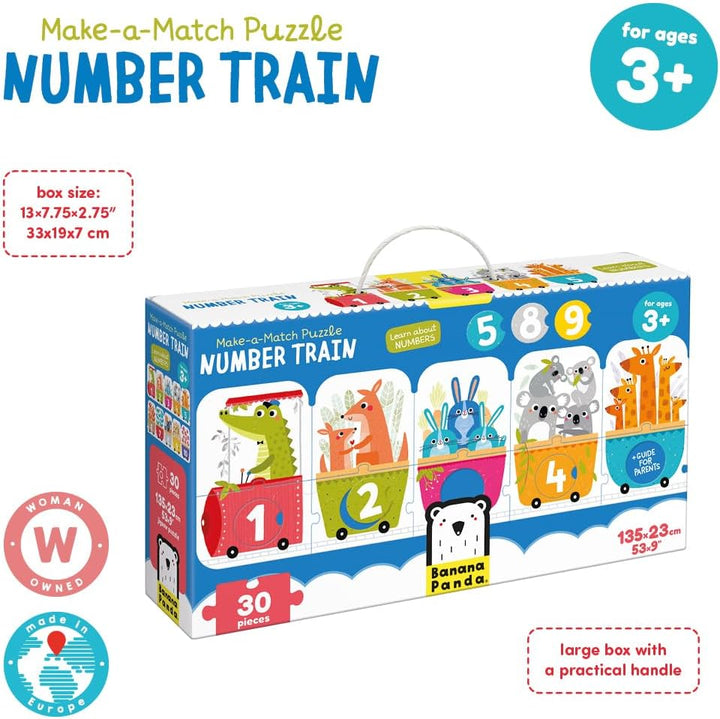 Banana Panda - Make-a-Match Puzzle Number Train - enthält 30 grosse Teile zum Lernen von Zahlen und