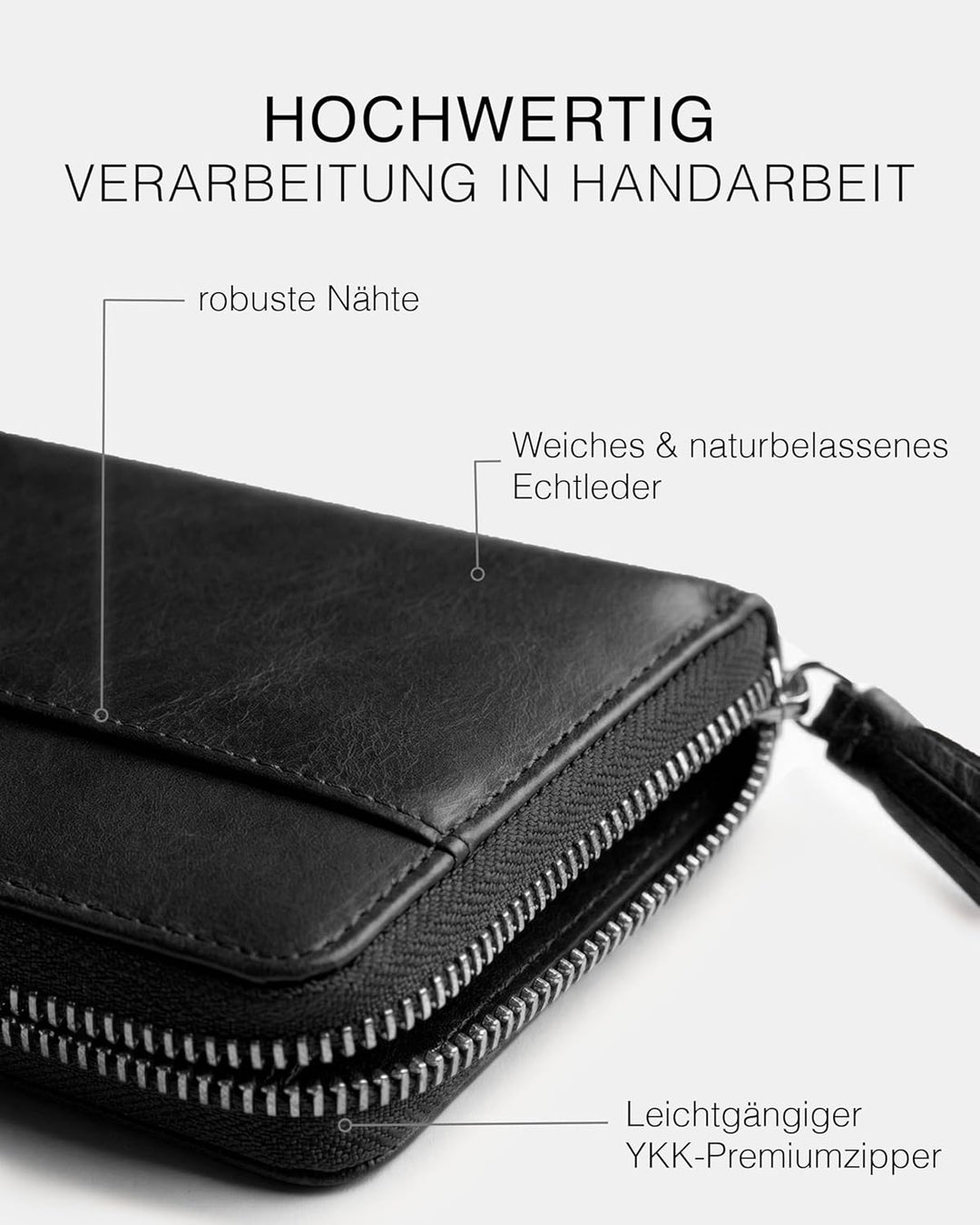 FEYNSINN grosse Geldbörse Damen echt Leder - Portemonnaie Stars - Geldbeutel Damentasche - Ledergeld