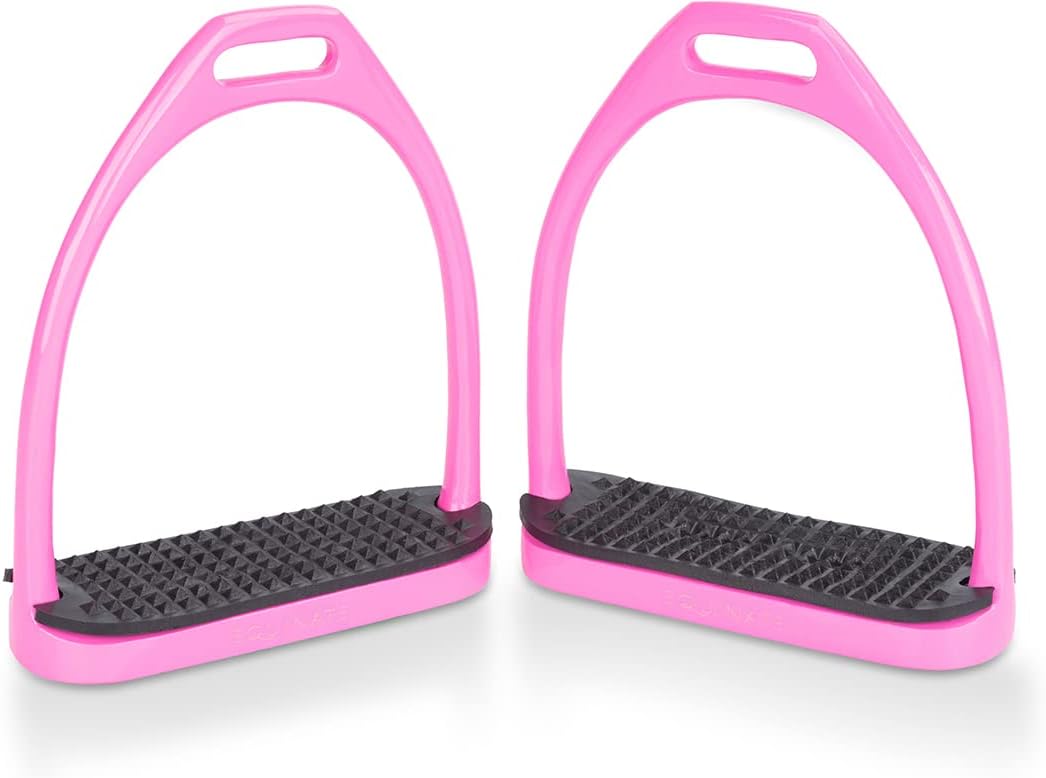 Equinate Steigbügel Midway 10cm Rosa - Mit Anti-Rutsch Trittfläche aus Gummi - Für Erwachsene und Ki
