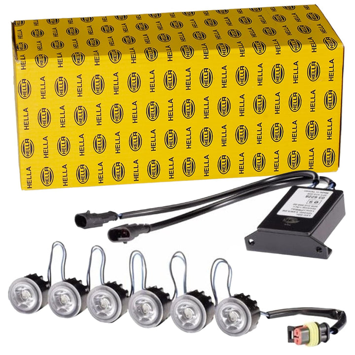 HELLA - LED-Tagfahrleuchtensatz - LEDayFlex - 24/12V - rund - Einbau - Lichtscheibenfarbe: glasklar