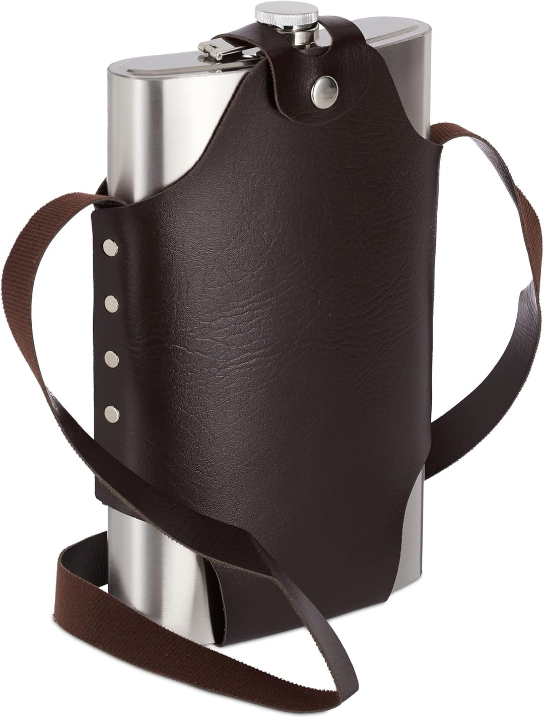 2 x Flachmann aus Edelstahl, XXL, hochwertige Taschenflasche zum Umhängen, 1,8l Fassungsvermögen, Pa