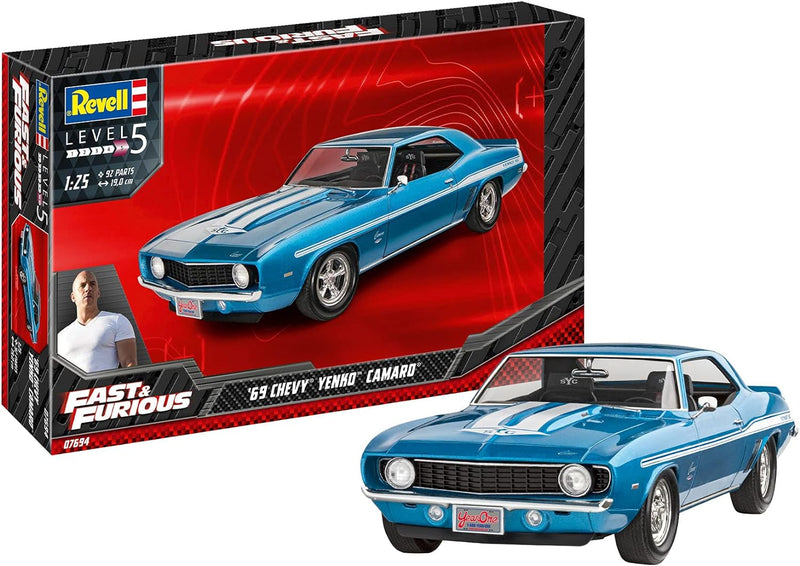 Revell 07694 1969 Chevy Yenko Camaro, Automodell 1:25 zu der bekannten Filmreihe, 19,0 cm The Fast a