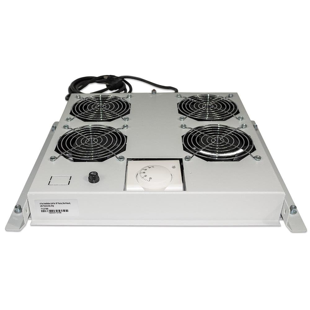 Intellinet Kühleinheit mit 4 Lüftern für 19" Schränke Zur Deckenmontage mit Thermostat grau 712798 g