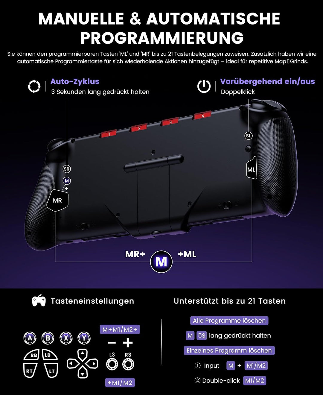 Elegamefy Wireless Switch 2 Controller Hall Effekt Joysticks Marinefarbe | Turbo, Vibration, RGB-Bel