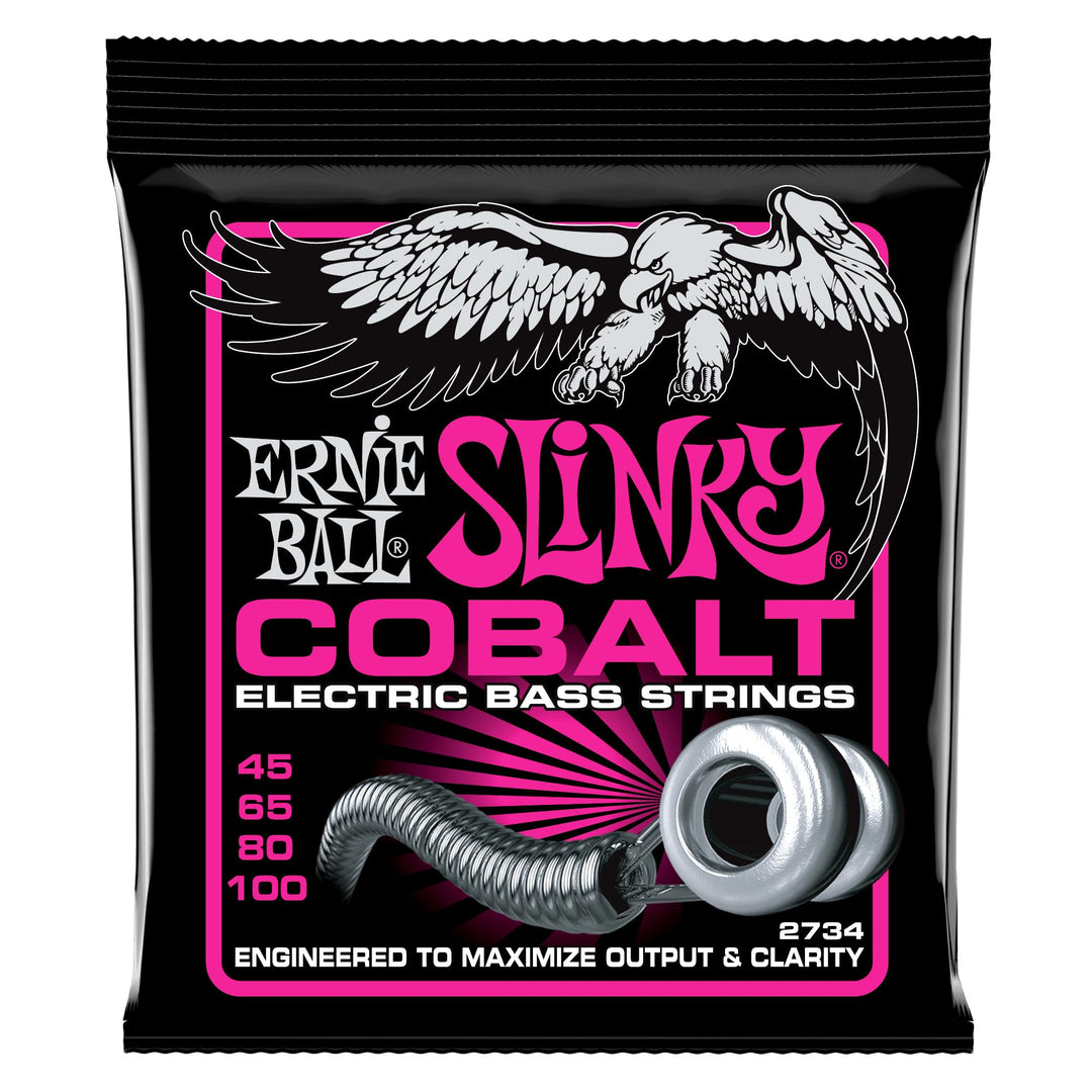 Ernie Ball Super Slinky Cobalt E-Bass-Saiten, Stärke 45–100 Super (45-100) 4-Saiter, Super (45-100)