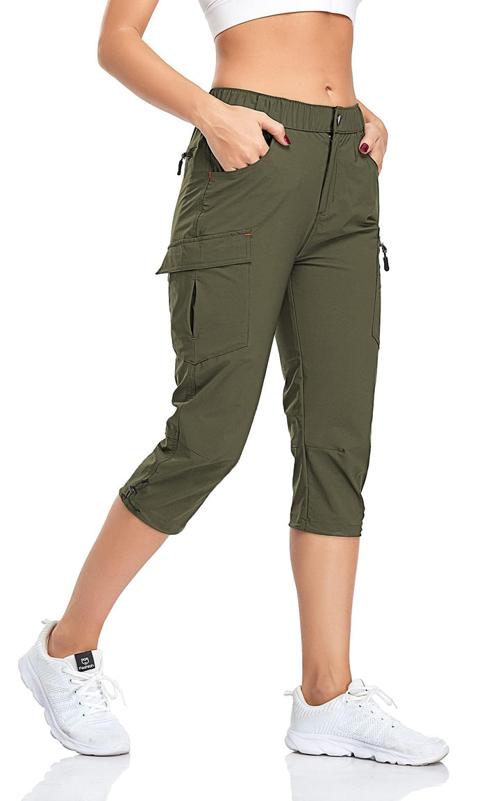 GymBrave Damen-Cargohose, schnelltrocknend, Outdoor-Camping-Caprihose, wasserabweisend, LSF 50, mit