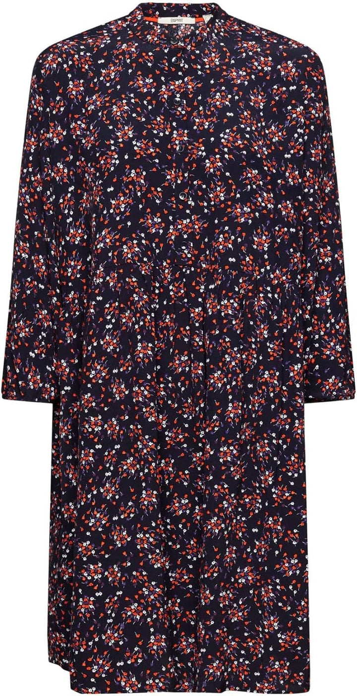 ESPRIT Midikleid aus Webstoff mit Allover-Muster 32 Navy, 32 Navy
