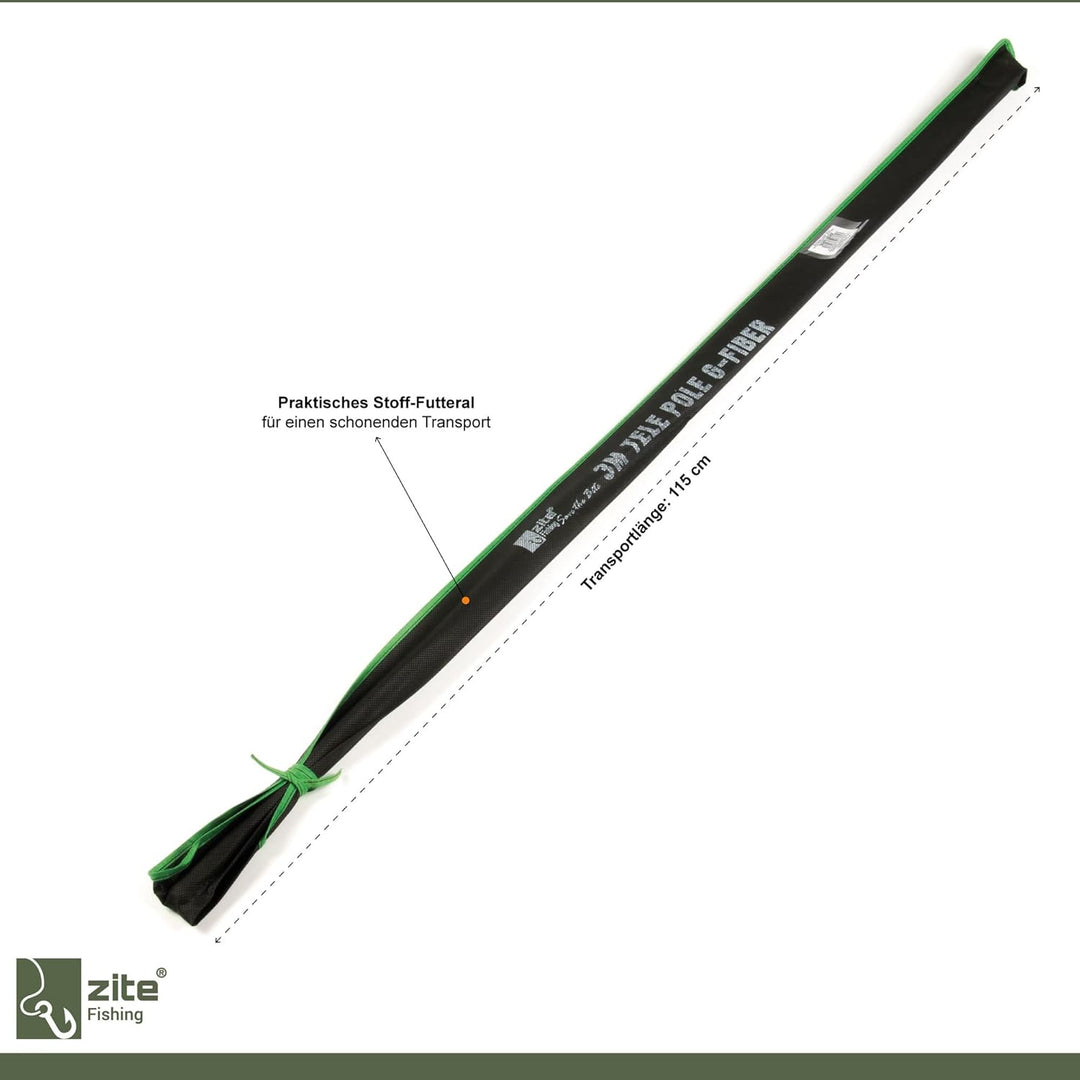 Zite Fishing Stipprute 3-7 m – Teleskoprute Stippe Glasfaser mit Spitzenring – Basic Teleskopangel/F