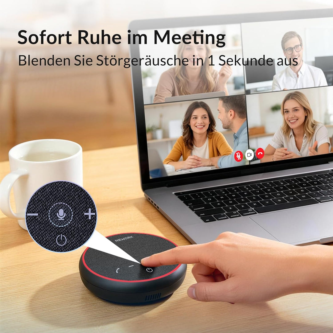 Bluetooth-Freisprecheinrichtung für Konferenzen, 3 AI-Mikrofone mit Geräuschunterdrückung, 12-Stunde