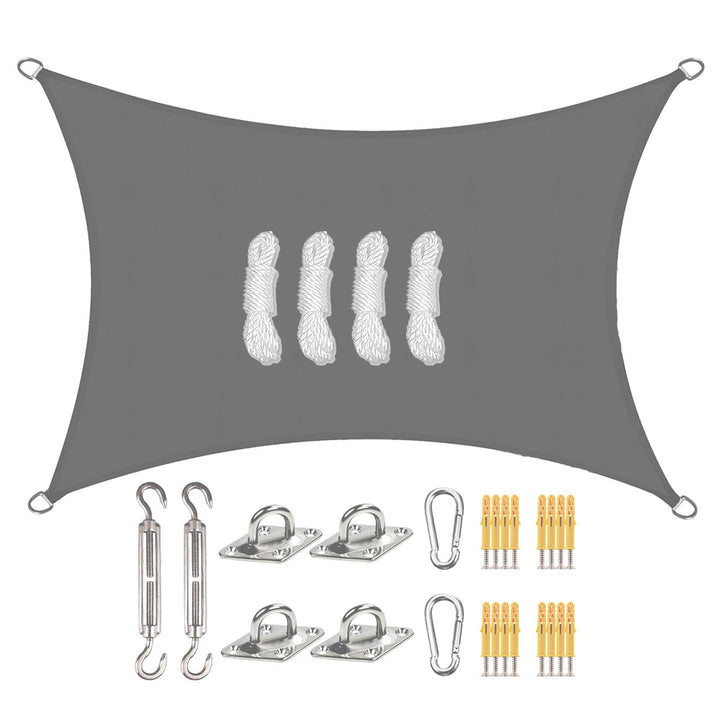 Sunal Sonnensegel Rechteckig 2x3m mit Befestigung Set,PES Polyester Wasserdicht,inkl Befestigungssei