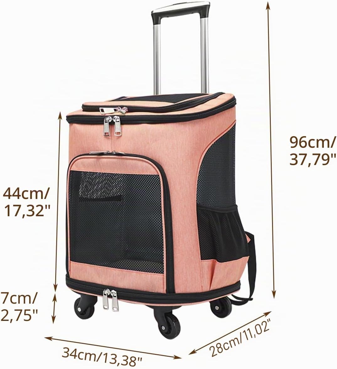 Hunderucksack mit Trolley,Katzenrucksack Trolley Hund Katze bis 10kg Leichte Hundewagen Transportbox