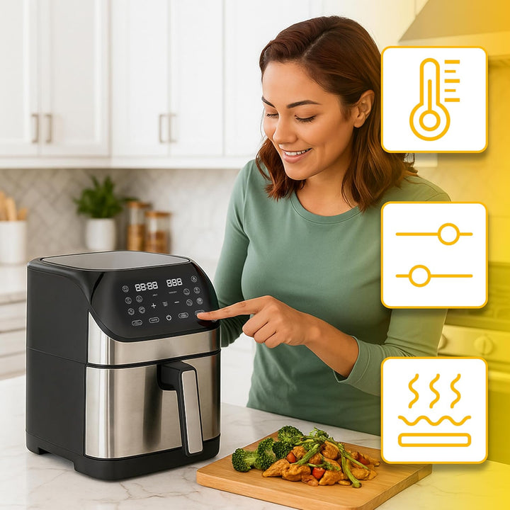 Retoo Heissluftfritteuse 8L 1800W Mit Digitalem Touchscreen, 10 Kochprogramme, Einstellbare Temperat