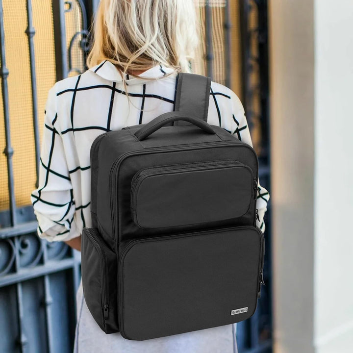 BAFASO Grosser Make-up-Rucksack, Kosmetiktasche mit Laptoptasche, Make-up-Tasche, Schwarz, Schwarz