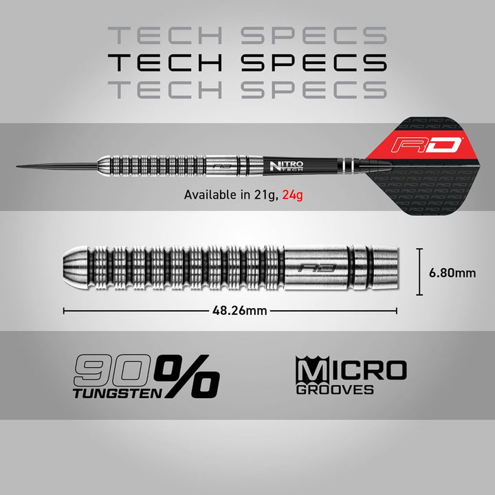 RED DRAGON Gian Van Veen Premium Wolfram Darts Set mit Flüge und Stielen 24.0 Gramm, 24.0 Gramm