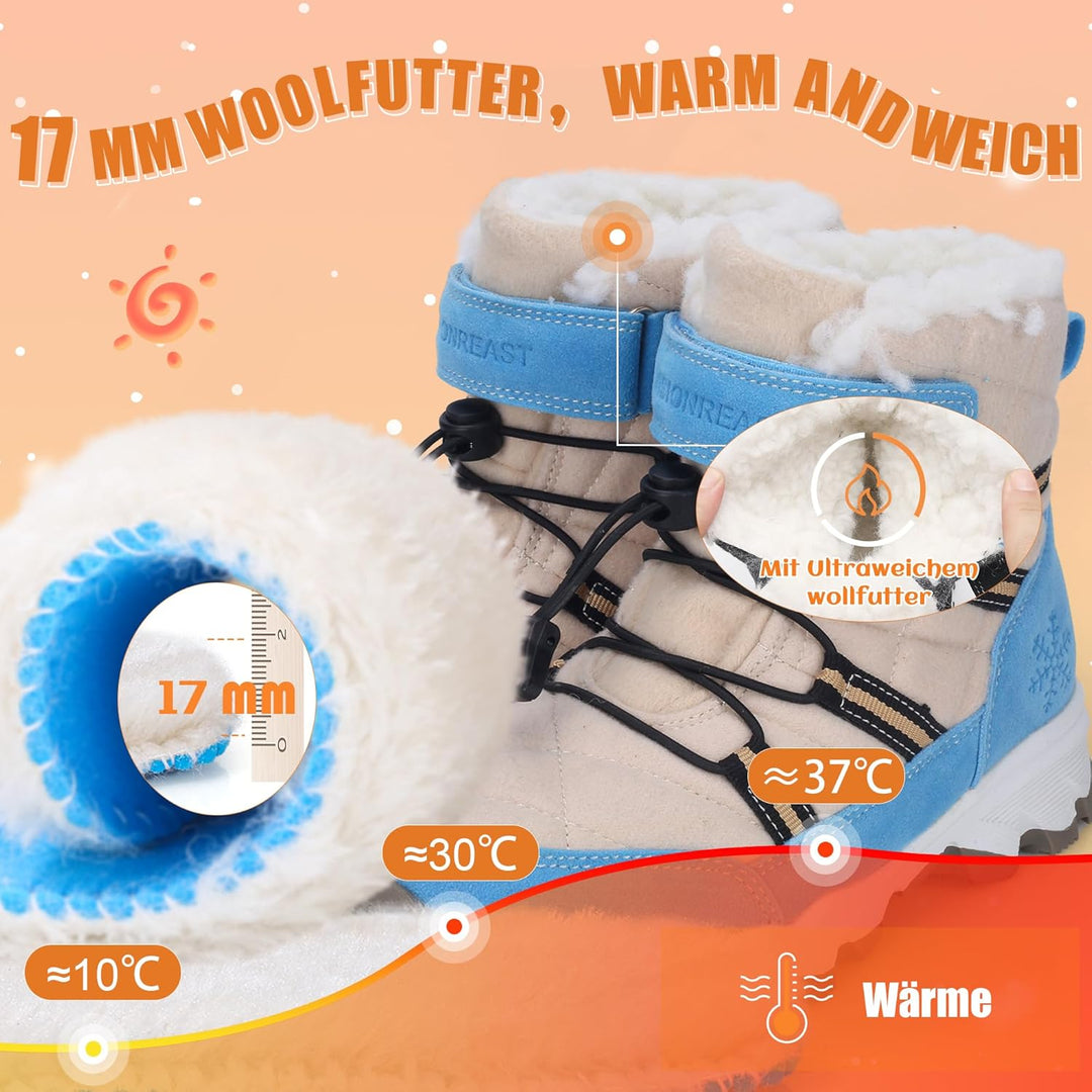 visionreast Winterstiefel Mädchen Winterschuhe Kinder Junge Wanderschuhe mit Wollfutter Schneestiefe