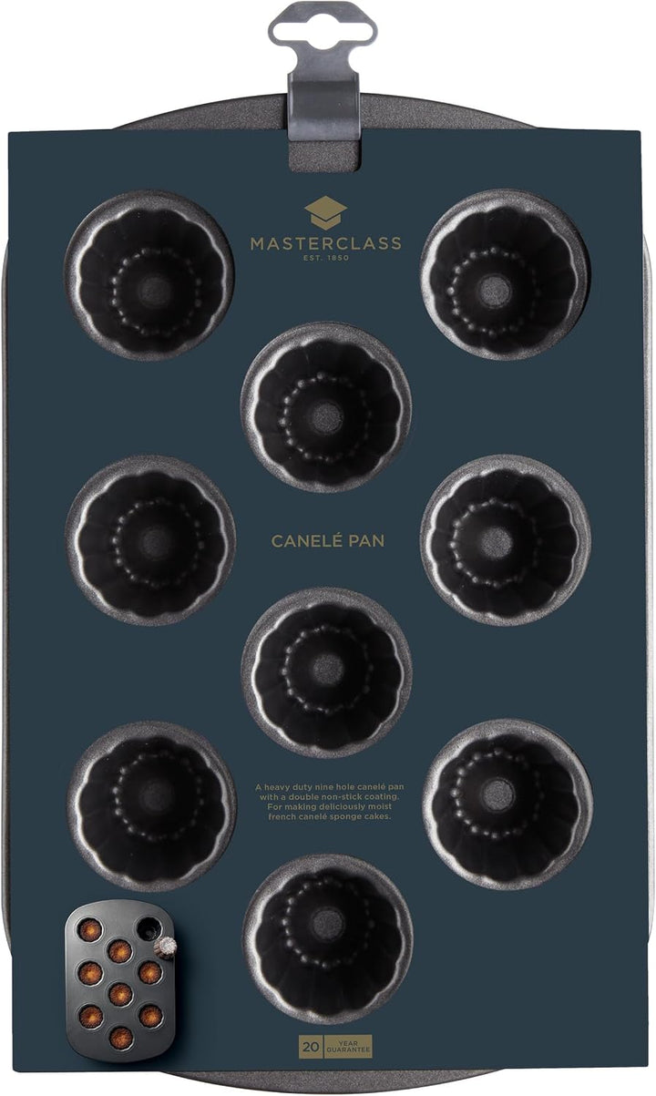 MASTERCLASS Antihaft-Canele-Backblech mit Mulden, Stahl, Grau, 32 x 22 x 5 cm