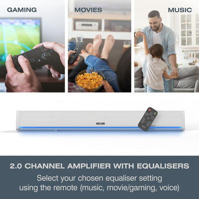 Audible Fidelity Soundbar für TV-Geräte mit Bluetooth, Lautsprecher für TV, PC, Gaming mit RGB-LED-D