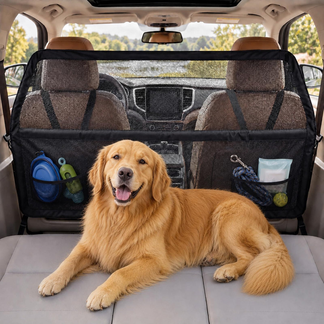 Hundegitter Auto Rücksitz &amp; Kofferraum, 142x81cm Universal Trenngitter Kofferraum Hund mit Kausicher