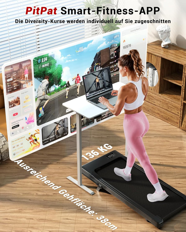 Superun Walking Pad mit Steigung 6%, Laufband für Zuhause mit App und Fernbedienung max 6km/h und 12