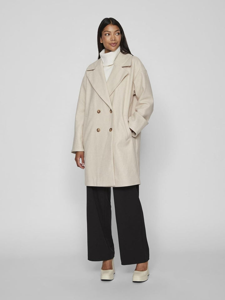 Vila Female Mantel Zweireihiger 38 Doeskin, 38 Doeskin