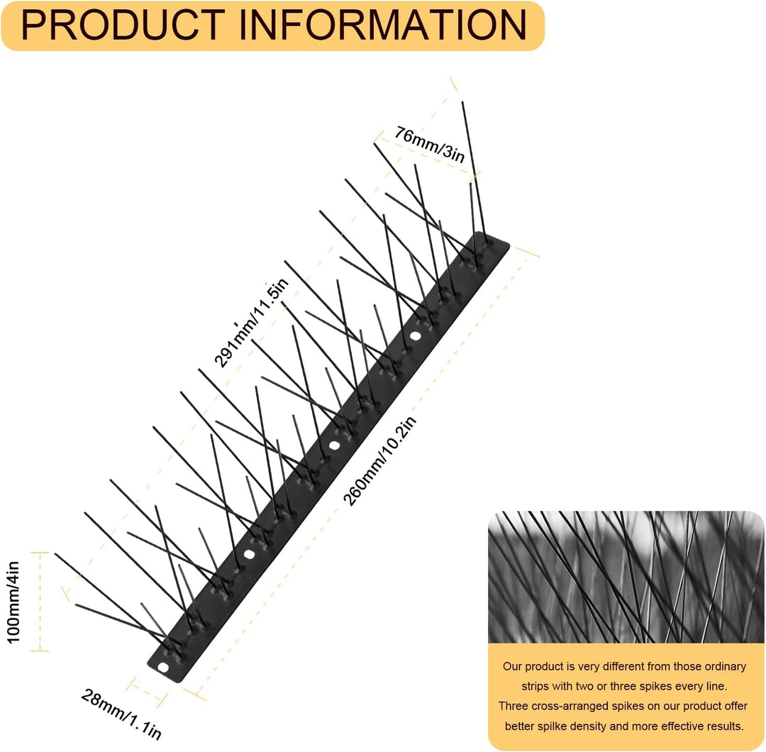 OFFO Vogelabwehr Spikes vormontiert für Dach und Fenster, langlebige Taubenabwehr Spikes für Krähen,