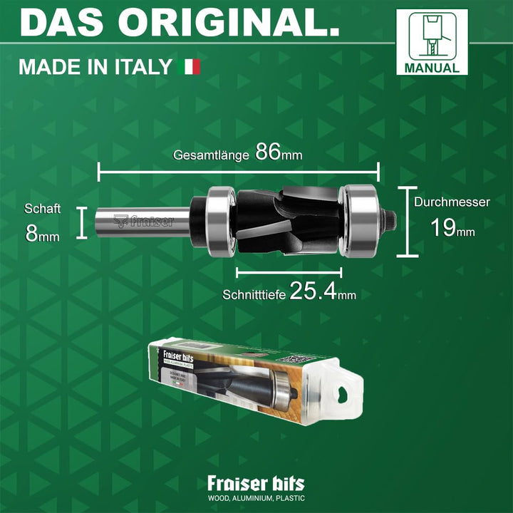 Fraiser® Bündigfräser besäumfräser mit 8 mm oberlager für holz, derivate - und laminatkanten für han