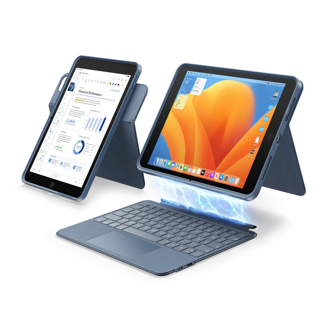 HOU Combo hülle mit Tastatur drehbar für ipad 9 Generation 10,2 Zoll & 8. Gen & 7. Gen Multi-Touch T