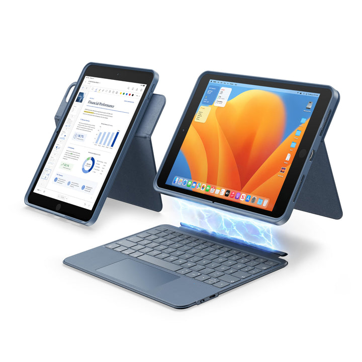 HOU Combo hülle mit Tastatur drehbar für ipad 9 Generation 10,2 Zoll & 8. Gen & 7. Gen Multi-Touch T