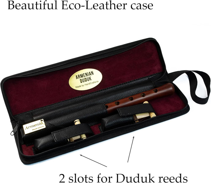 Armenisches Duduk-Instrument aus Aprikosenholz mit Öko-Ledertasche