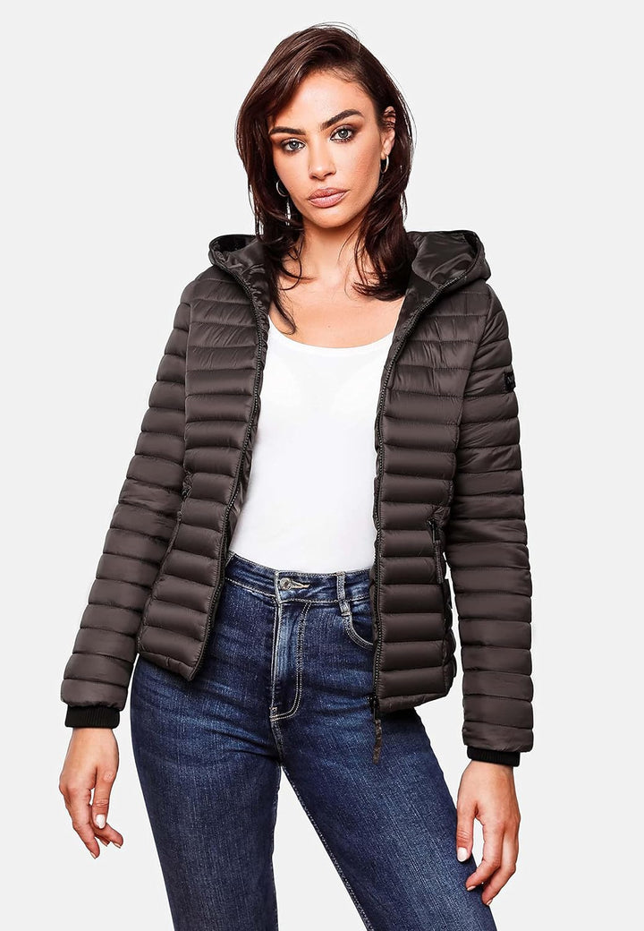 Navahoo Damen Damen leichte Übergangsjacke Steppjacke mit Kapuze Kimuk XS-XXL XS Anthracite, XS Anth