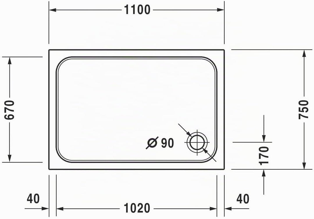 Duravit Duschwanne D-Code 110x75x85mm Rechteck, weiss, 720097000000000