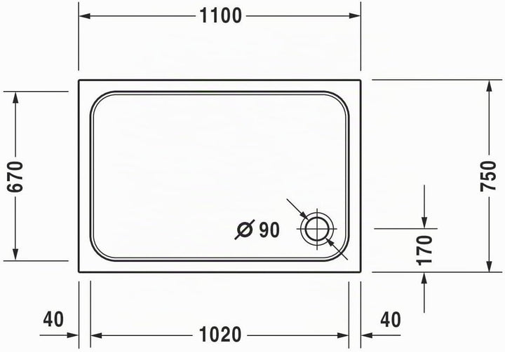 Duravit Duschwanne D-Code 110x75x85mm Rechteck, weiss, 720097000000000