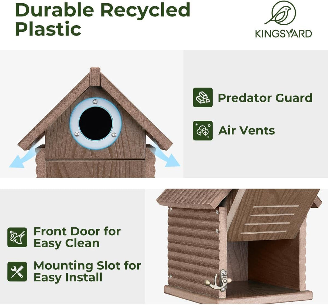 Kingsyard Vogelhaus aus Recyclingkunststoff für den Aussenbereich – Wetterfester Nistkasten mit Sich