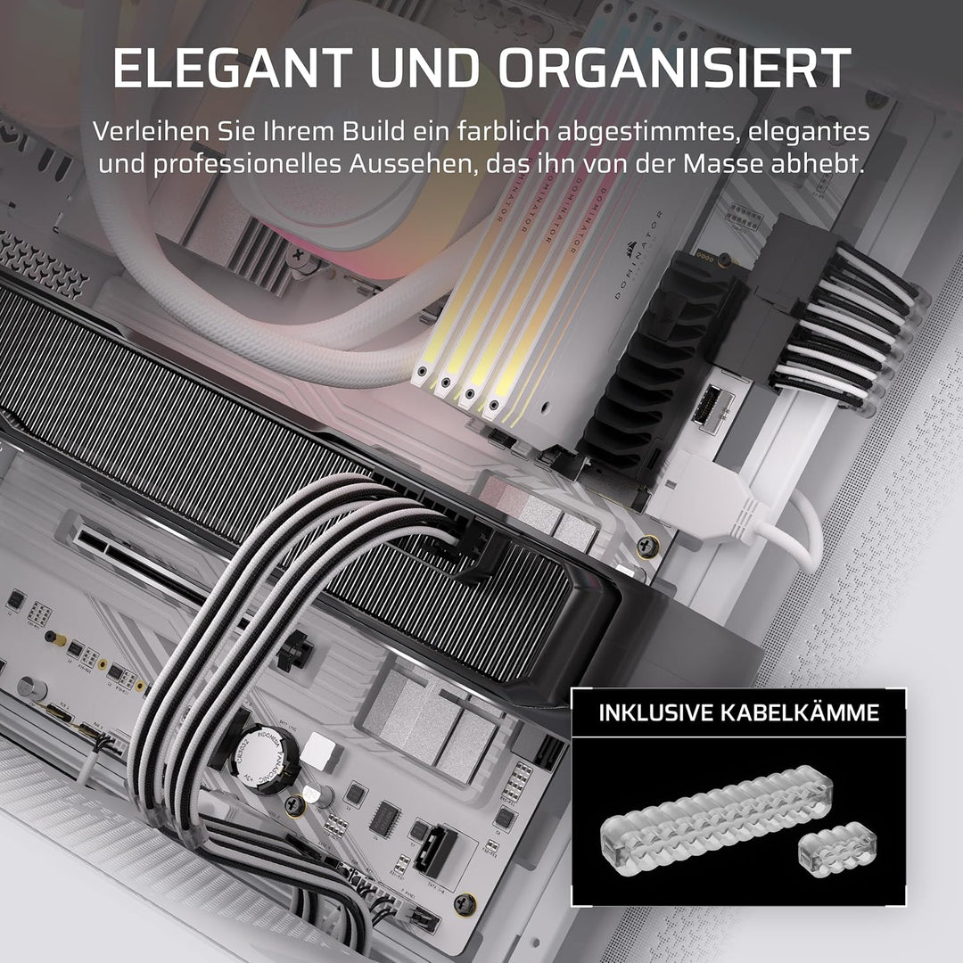 Corsair Elite Premium Pro-Kit mit Einzeln Ummantelten Typ 4-Netzteilkabeln – Flache Kabelkämme, Drei