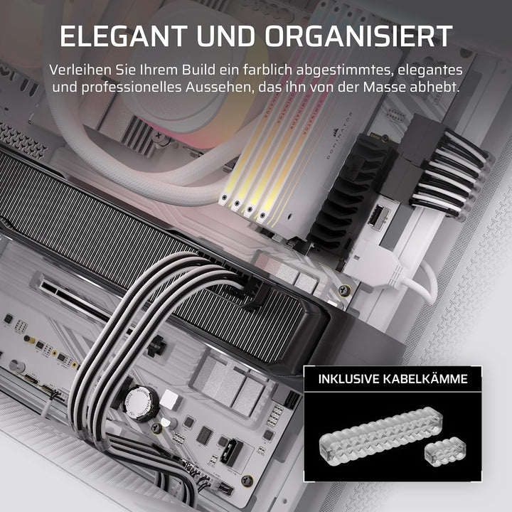 Corsair Elite Premium Pro-Kit mit Einzeln Ummantelten Typ 4-Netzteilkabeln – Flache Kabelkämme, Drei