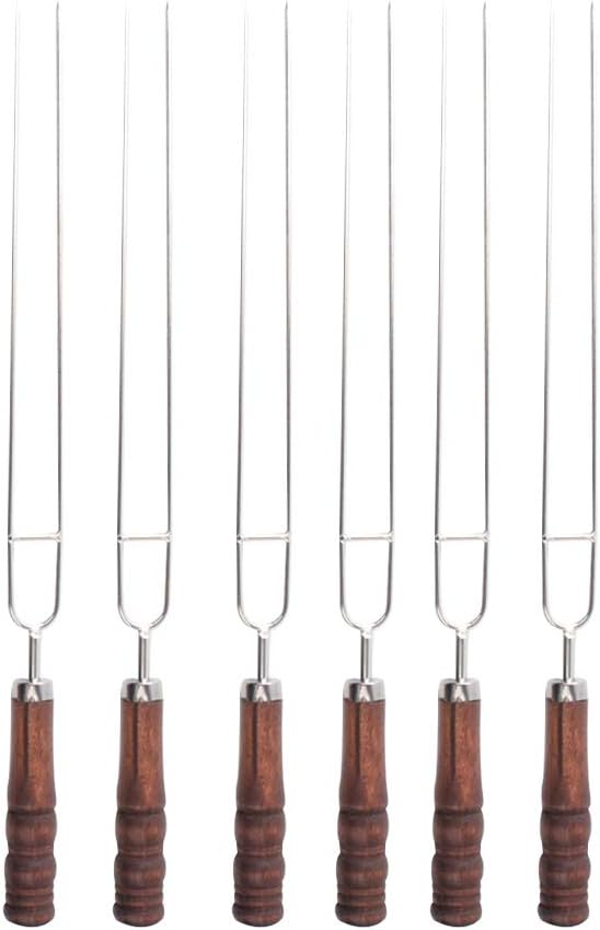 DOITOOL Grillspiesse für Gilling Edelstahl Kabob Spiesse zum Grillen 6 Stück 2 Zinken Grillspiesse B