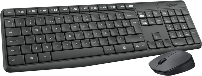 Logitech MK235 Kabelloses Set mit Tastatur und Maus für Windows, Italienisches QWERTY-Layout - Grau