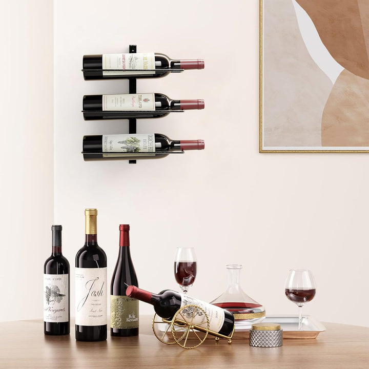 TJ.MOREE Wandmontiertes Weinregal für 3 Flaschen, robuste Metallhalterung für Wein, Champagner und S