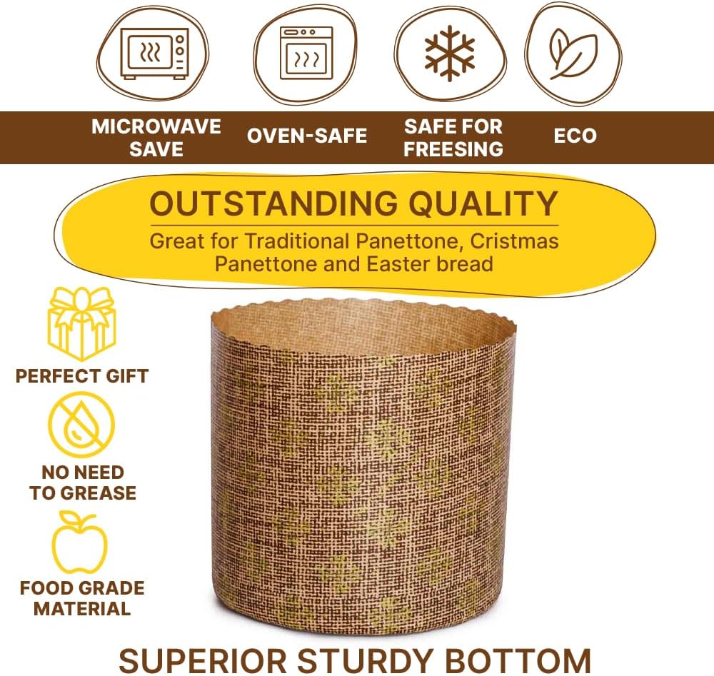 Panettone-Papierform 425 ml, gross, antihaftbeschichtet, B 12 x H 10,2 cm, Osterbrotform, Pascha-For